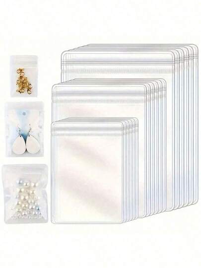 100pcs/5pcs Transparent Plastic Jewelry Bags, Self-Sealing PVC Zipper Bags For Storing Rings, Earrings, Necklaces, Thick OPP Bags, Clear Zipper PE Bags, Arts & Crafts And DIY Jewelry Display And Packaging Supplies