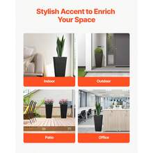 Blumentopf, 2er Set, Großer Pflanzentopf 570 mm, Modernes Design, Integriertes effizientes Drainagesystem, Pflanzenkübel, Blumenkübel, Topf für Veranda, Patio, Außen, Innen, Schwarz - Quadratisch-pyramidal, 22 Zoll - Übersicht 5