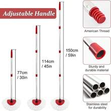 TTJM Spin Mop Handle Replacement For Ocedar Mop Heads Replacements Compatible With O-Cedar EasyWring 1-Tank System Include 4-Section Handle 2 Replace Heads 1 Scrub Brush 1 Base For O Cedar Spin Mops - 紅色 - 查看 5