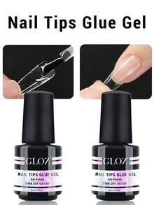 GLOZ 3件組超強力美甲膠，適用於壓克力指甲、美甲片、貼片假指甲，沙龍級刷塗式美甲膠，易於使用，持久耐用 - 無色 - 查看 10