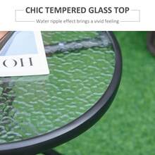 Outsunny Outdoor Side Table, 20" Round End Table, Bistro Table With Tempered Glass Top For Patio, Garden, Balcony, Poolside, Black - 黑色 - 查看 4
