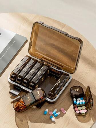 A 7-Day Daily Pill Box Weekly Pill Box Waterproof Secret Compartment Medicine Storage Box