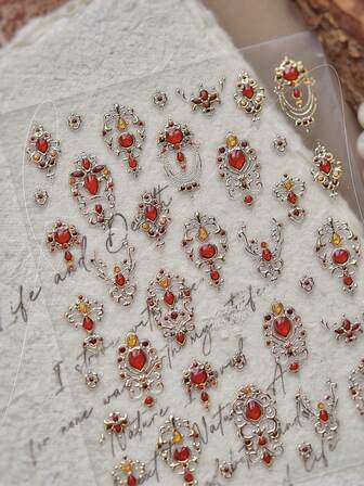 1 pieza de calcomanías decorativas de arte de uñas 3D de estilo chino, variedad de estilos de pegatinas para uñas para elegir, herramientas de arte de uñas a prueba de agua con flores, un regalo de Año Nuevo para niñas