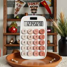 1pc Macaron Solar Dual Power 8-Digit Large Display Calculator + Retro Round Button Design, Supports Square Root/Percentage/Positive-Negative Switching, Suitable For Student Homework, Home Daily Use, Light Office Accounting, Store Cashier, Comfortable Key Feedback, No Battery Drain Or Calculation Lag, Stylish And Practical Dual-Powered, Easily Boost Daily Efficiency - Multicolor - View 4