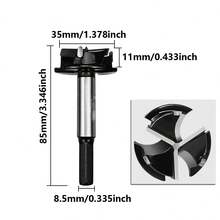 35mm Hinge Positioning Drill Bit, Alloy Steel Blade With Non-Slip Handle, Compatible With Bench Drill And Electric Drill - Black - View 3