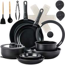 23 Pcs Cookware Set Nonstick Pots And Pans With Glass Lids, Dishwasher - mặc định - Xem 3