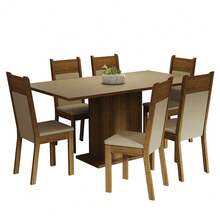 Juego De Comedor Con Mesa Y 6 Sillas Madesa Augusta Beige/Marron - Multicolor - Ver 13