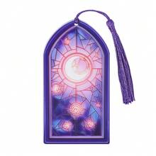 Marcapáginas de vitral con diseño de luna y sol - Elemento mágico diseñado para novelas de fantasía, preferido por entusiastas de la fantasía y amantes de la estética religiosa. - Multicolor - Ver 12