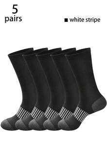 10/5/1 Par de calcetines de tripulación de unicolor para hombres de talla grande, versátiles para deportes y uso casual, resistentes al olor y transpirables, calcetines de tripulación suaves, elásticos y cómodos, aptos para uso diario unisex - Multicolor - Ver 23