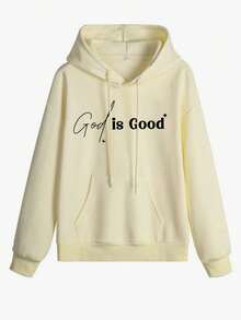 Sudadera casual de felpa para mujer con diseño de eslogan estilo universitario, que irradia vitalidad juvenil.Adecuada para correr, relajarse, reuniones, fiestas y talla grande - Albaricoque - Ver 7