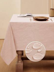 1 Peça Toalha de Mesa Quadrada à Prova d'Água e Respingos, em Poliéster com Padrão Redemoinho, Design Jacquard Inspirado no Oceano, Lavável, Portátil, Adequada para Cozinha, Mesa de Jantar, Festas em Casa, Cafés, Restaurantes, Bufês e Mais Ocasiões - Rosa chiclete - Visão 1