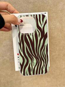 Casing/Pelindung Ponsel Slim Chic Silver dengan Motif Garis-Garis, Bulu, dan Pusaran Cat Air, Kompatibel dengan iPhone 15 Pro Max, XS Max, 11, 12, 13, 16, 15, 16 Plus, 16 Pro Max, Galaxy. Tahan Air, Tahan Guncangan, Anti Jatuh, dan Tahan Gores. - Cetakan zebra - View 3