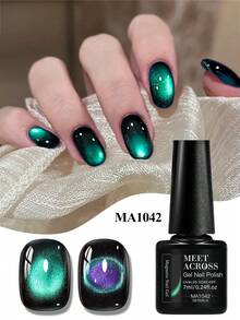 MEET ACROSS 1pc Buzz Light Year Cat Eye Gel Nail Polish, 7ml Blue Swirl Magnetic Effect Holographic Galaxy Cateye Gel Polish , Semi Permanent Soak Off UV Gel Varnish Manicure Nail Art DIY For Home And Salon Nail Supplies - 彩色 - 查看 1