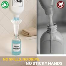 1 /2 PCS Universal Bottle Emptying Set - Reusable Liquid Transfer Connector With No-Waste Funnel Adapter, Compatible With Soap, Shampoo, Conditioner, Lotion, And Bathroom Use, Durable Plastic Design, Bathroom Essentials, Modern Kitchen Supplies - Multicolor - View 4