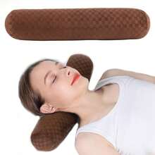 Health Cervical Neck Roll, Comfortable And Highly Resilient Bolster Pillows, Round Neck Pillows Support For Sleeping, Large Size Bolster Pillow For Bed, Legs, Back And Yoga (Checkerboard--Brown),Checkerboard--Brown - 棋盤格--棕色 - 查看 2