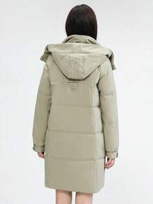 Plus Size Ropa de algodón Mujeres Chaqueta de algodón holgada de longitud media Abrigo de algodón holgado de largo medio para mujer talla grande. Novedad. Prenda exterior gruesa. Estilo coreano. Cierre con cremallera y botones. Capucha. Largo medio. Color liso. Bolsillos. Abrigo de algodón grueso, cálido y holgado. - Caqui - Ver 2