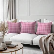 Pink Checkered Pillow Covers - Pack Of 2, Classic Plaid Gingham Throw Pillow Covers For Office, Living Room, Bedroom, Car, Sofa, Couch Decor,Pinkwhiteplaid03 - 粉紅白格子03 - 查看 5