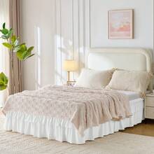 VOLTITO Multi-Layer Ruffle Bed Skirt 16 Inch Drop, Elastic Wrap Around Bed Skirts For Twin Full Queen King CK Size Bed, Easy To Install Dust Ruffle, Machine Washable Soft Fabric, Double Layers Bedskirt - 白色 - 查看 8