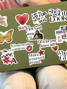 SCXXBSW 50pcs Gold&Red, Creative Cartoon Stickers Are Suitable For Decorating Notebooks, Phone Cases, Laptops, Computers, Suitcases, And Refrigerators