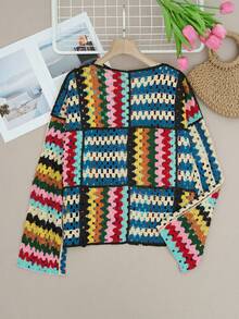 Áo khoác cardigan dệt kim nữ, áo len dệt kim dáng rộng khoét lỗ nhiều màu sắc, áo dệt kim tay loe, phong cách đường phố thời trang, trang phục học sinh, áo kiểu dễ thương, phong cách cổ điển sang trọng, phù hợp cho nữ giáo viên, mùa thu xuân. - Nhiều màu B - Xem 4