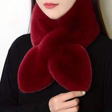 1PC Valentine's Day Warm Scarf, Faux Rabbit Fur Thickened Warm Neck Warmer - Versatile Neck Plush Scarf, Unisex Couple's Universal - Multicolor - View 10