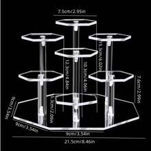 1 Soporte de exhibición clásico de acrílico, Gabinete de exhibición de miniaturas de 3/4/7 niveles, Soporte de producto octagonal y redondo, Adecuado para figuras de acción, cosméticos, perfumes, estatuas, joyas, coleccionables - Independiente, sin electricidad requerida, Exhibición de muñecas en miniatura, Exhibición de productos, Bolsa de maquillaje, Artículo de viaje esencial - transparente - Ver 15