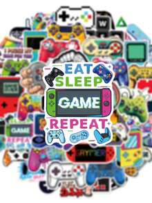 50张电子游戏主题贴纸，适合装饰笔记本电脑，防水材质，可重复使用，也可用于摩托车头盔、汽车、礼品盒、信封、涂鸦贴纸、吉他、笔记本电脑、行李箱、DIY工艺品、头盔贴纸、游戏玩家贴纸、笔记本电脑贴纸、贴纸、游戏玩家、游戏、批量贴纸、自行车贴纸、贴纸、游戏玩家生日派对、游戏派对 - 電玩遊戲機 - 查看 7