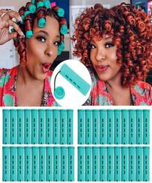 40pcs Perm Rods Set For Natural Hair Blue Plastic Cold Wave Rods Hair Curling Rollers With Steel Pintail Comb Rat Tail DIY Hairdressing Tools(40pcs Blue) - ColorC - View 1