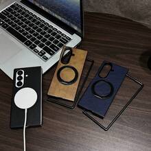 1 pezzo Compatibile con Samsung Z Fold7 Fold6 Custodia per telefono in pelle PU vintage - Forte adsorzione magnetica, Supporto rotante a 360°, Compatibile con ricarica senza fili, Copertura antiurto per tutto il corpo - Castano - Visualizzare 6