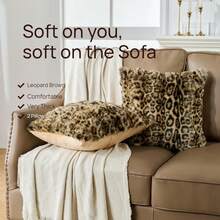 Cheetah Print Faux Fur Fluffy Pillowcases,Pl 11ush Soft Throw Pillow Covers, Fuzzy Decorative Leopard Print Pillow Cases, Furry Brown Leopard Cushion Covers For Couch Sofa-18x18 Inch Set Of 2,18inchx18inch(Packof2),BrownLeopardPrint - BrownLeopardPrint - Xem 5