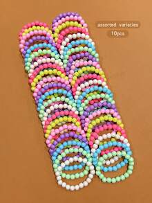 10pcs Random Color Cute Beaded Bracelets, Fashionable Daily Accessories - one-size - View 9