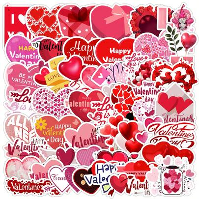 50 piezas Pegatinas del Día de San Valentín, Pegatinas de Amor Romántico Rosadas, Decoraciones del Día de San Valentín, Regalos del Día de San Valentín, Pegatinas Decorativas de Dibujos Animados Estéticos, Pegatinas de Vinilo Resistentes al Agua Adecuadas para Portátil, Teléfono, Coche, Monopatín, Botella de Agua, Scrapbook, Diario de Computadora, Regalos