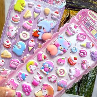 Japanese Cartoon Cute 3D Stereoscopic Interesting Stickers, Crystal Diamond Decorative Stickers, Handmade Sticker Art, Luggage Decor, Handmade Toys, Suitable For Phone Cases, Diaries, Scrapbooks And DIY Crafts