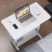 Adjustable Height Mobile Computer Desk with Wheels and Storage for Bedroom Living Room - Blanco - Ver 5