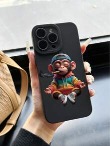 卡通猴子图案防摔打孔黑色极简防震手机壳，兼容 17/17 Pro/17 Pro Max/16/15 XR/7/8/16 Pro Max/13/15 Pro Max/12 Pro Max/13 Pro Max/14 Pro Max、Galaxy、Redmi 10/9/Note 9/12C/Note 11 Pro/Note 8 Pro/9C/9A - 彩色 - 查看 4