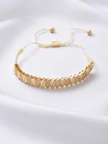 1pc Fashionable Rhombus Copper Zirconia Adjustable Bracelet, Casual Accessory For Men - Multicolor - View 5