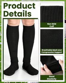 Eurzom 4 Pares De Calcetines De Fútbol con Agarre Y Espinilleras para Hombre, Antideslizantes, Blancos Y Negros, con Mangas De Compresión para Fútbol, Baloncesto Y Fútbol. - 1 - Ver 4