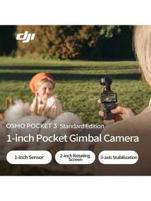 dji Osmo Pocket 3 Gimbal Camera bỏ túi 1 inch, cảm biến CMOS 1 inch, 4K 120fps, sạc 20 phút cho 2 giờ quay liên tục, lý tưởng cho chụp ảnh du lịch, quay phim, phát trực tiếp và làm vlog. Phiên bản tiêu chuẩn. - Phiên bản tiêu chuẩn - Xem 2