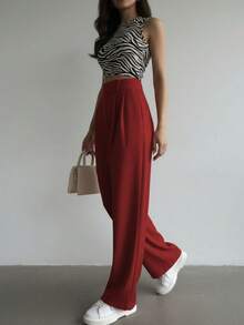 Women's Pants, High Waist, Flare, Flared, Casual, Modern, Elegant, Sophisticated, Palazzo Pants, High Waist, With Side Pockets, Romantic Fabric, Flare, Bell Bottom, Wide Leg, Sweatpants, Pants With Belt, Women's Jeans High Waist With Lycra Cotton Polyester Elastane, Premium Black Skinny Pants Women's High Waist With Lycra Elastane Black Jeans Black Twill Pants Women's Skinny Pants Crepe Mesh With Lined Belt High Waist Slim Quality, Women's Pants, Tailoring, Pantyhose, Crepe Pants, Jeans, Jogger, Denim Jacket, Linen, Women's Wide Leg Palazzo Pants, Monsca Zipper, Women's Jeans High Waist Up To The Navel With Elastane Lycra Women's Clothing, Wide Leg Pants, Duna Social Palazzo Pants High Waist With Elastic Loop Zipper And Button, Does Not Contain Lining, Women's Palazzo Pants With Pocket High Waist Super Fashion, Modal, Social, Elegant, Social, Blogger, Shows Off Her Butt, Dresses Really Well, - 酒紅色 - 查看 2