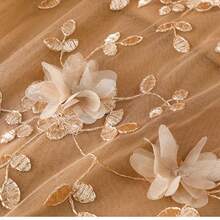 Midi Tulle Skirt With Elegant 3D Flowers - Various Colors - Sizes S To XL - Đỏ 1 - Xem 5