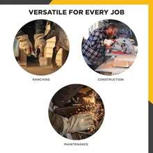 Wells Lamont - Guantes de trabajo de piel para hombre, piel de vacuno de grano, palma reforzada, para construcción, agricultura, ganadería, ajuste ergonómico, pulgar Keystone, muñeca elástica(2X-Large (Pack of 1)) - Multicolor - Ver 5