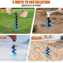 4件/套、6件/套 15英寸重型螺旋地锚，适用于帐篷、蹦床、户外地桩、花园立柱及牢固锚固，黑橙色