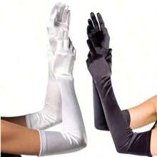 1pc Wedding Ceremony Long Nylon Gloves Party Gloves Sun Protection Gloves, Dance Performance Gloves Autumn Accessories - trắng - Xem 5