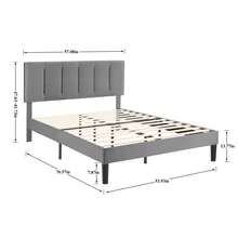 VECELO Double Bed Frame With 4 Storage Drawers, Upholstered Platform With Adjustable Velvet Headboard, Solid Wood Slat Support, No Box Spring Needed, Easy Assembly, Dark Grey - Dark Grey - View 10