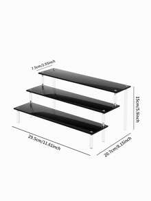 1 pièce Affichage d'étagère d'escalier en acrylique noir, étagère d'affichage polyvalente pour jouets, chambre, étude et magasin, couches multiples, adapté pour le rangement de figurines de jouets et de collections de boîte aveugle