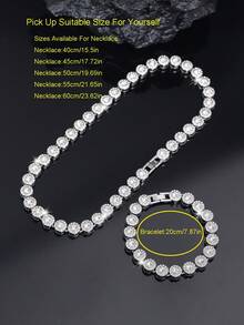 kuuioe 2pcs/Set Exquisite Cuban Link Chain Necklace Plus Bracelet,Unisex Hip Hop Jewelry For Rappers, Men's Jewelry Set,Perfect Gift For Son/ Father'S Day/Boyfriend - Style a - View 13