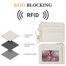 Sodsay Card Case Slim Front Pocket Wallet For Women Credit Card Holder With Keychain - CH Trắng - Xem 5