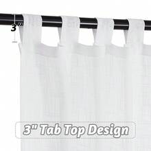 RYB HOME Linen Sheer Curtains - Linen Textured Semi Sheer Curtains For Home Office  Nursery Bedroom Window, 52 Inches Wide X 63 Inches Long Per Panel, 2 Panels, White,52inchWx63inchL(Packof2),White - White - 查看 4