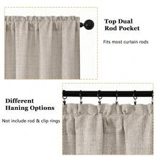 OWENIE Linen Kitchen Curtains Over Sink 30 Inch Length 2 Panels Set, Light Filtering Textured Short Cafe Curtains For Bathroom Windows, Small Curtain For Cabinet Basement RV Camper, 30\ W By 30\ L,30inchWx30inchL(Packof2),Linen - Linen - View 5