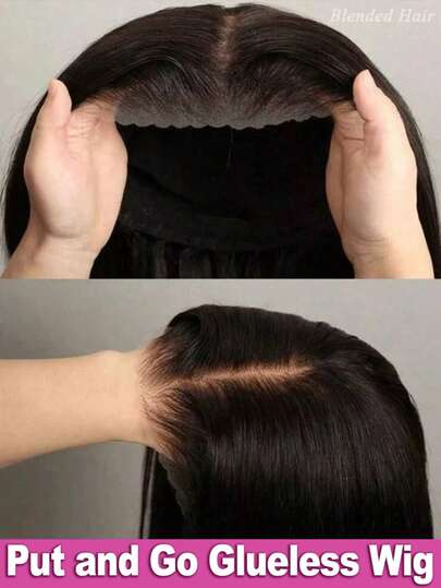 即戴即用型无胶5*5蕾丝闭合假发和13X4/13*6蕾丝前直发假发，女士预拔毛巴西前额假发，高清透明蕾丝前额假发，200%密度长款真人混纺蕾丝假发，自然黑色